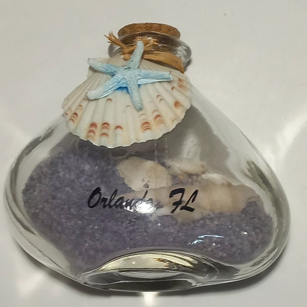 Marine Beach Decor Bottle Stopper Rope Trim Starfish Shell Purple Sand Orlando F